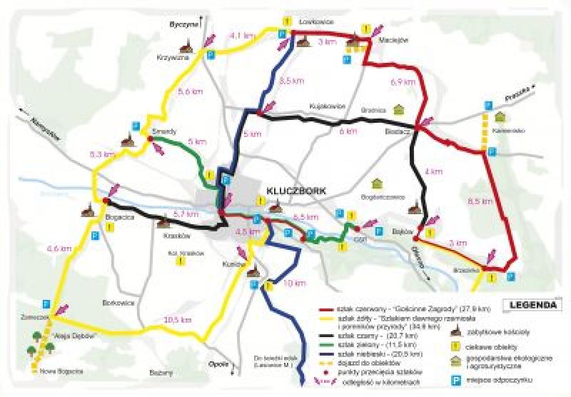 Mapa szlaków rowerowych w Gminie Kluczbork