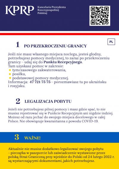 Ulotki  informacyjne dla uchodźców wojennych z Ukrainy