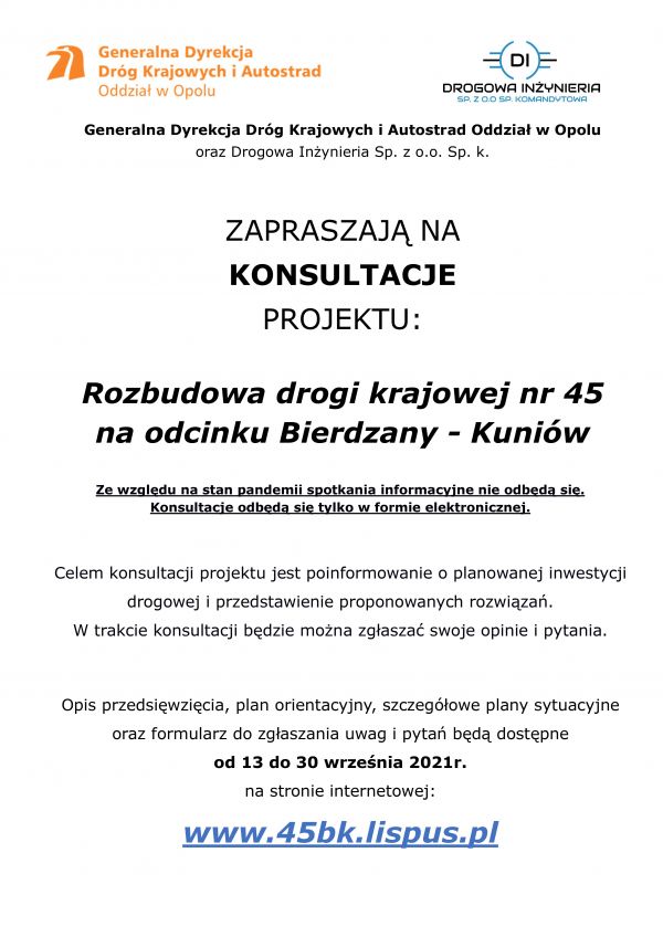 konsultacje projektu rozbudowy drogi nr 45