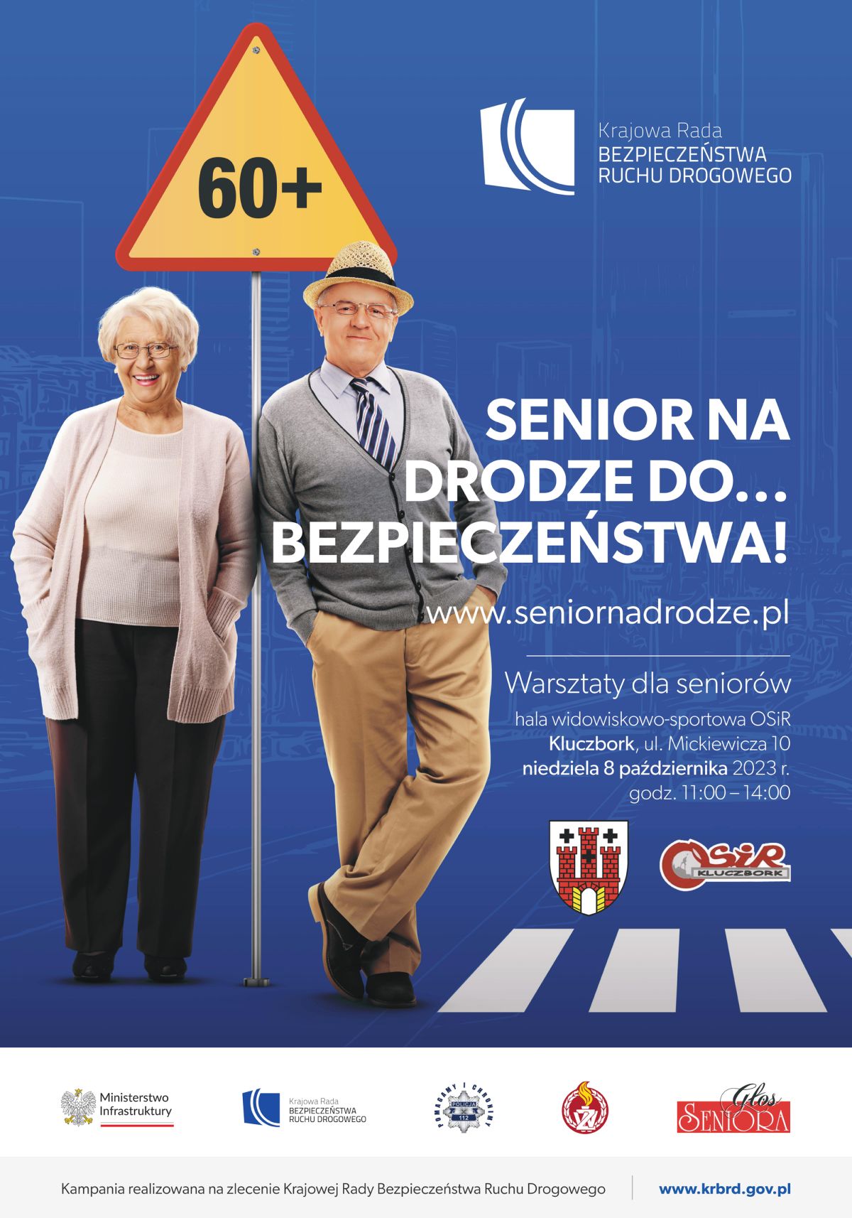 Plakat  "SENIOR NA DRODZE DO ... BEZPIECZEŃSTWA" 👵👴