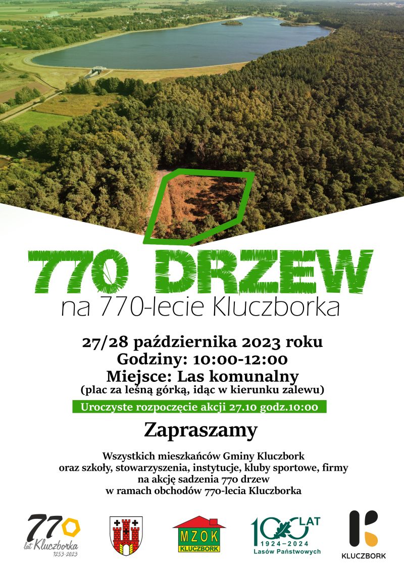 plakat 770 drzew na 770 lecie Kluczborka
