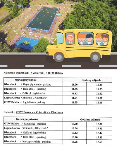 Rozkład jazdy bezpłatnych przewozów do OTW w Bąkowie