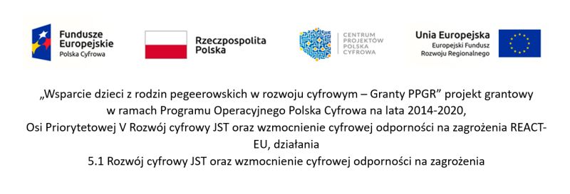Logotypy - Wsparcie dzieci z rodzin pegeerowskich w rozwoju cyfrowym – Granty PPGR