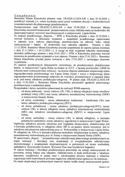 Opinia sanitarna Państwowego Powiatowego Inspektora Sanitarnego w Kluczborku