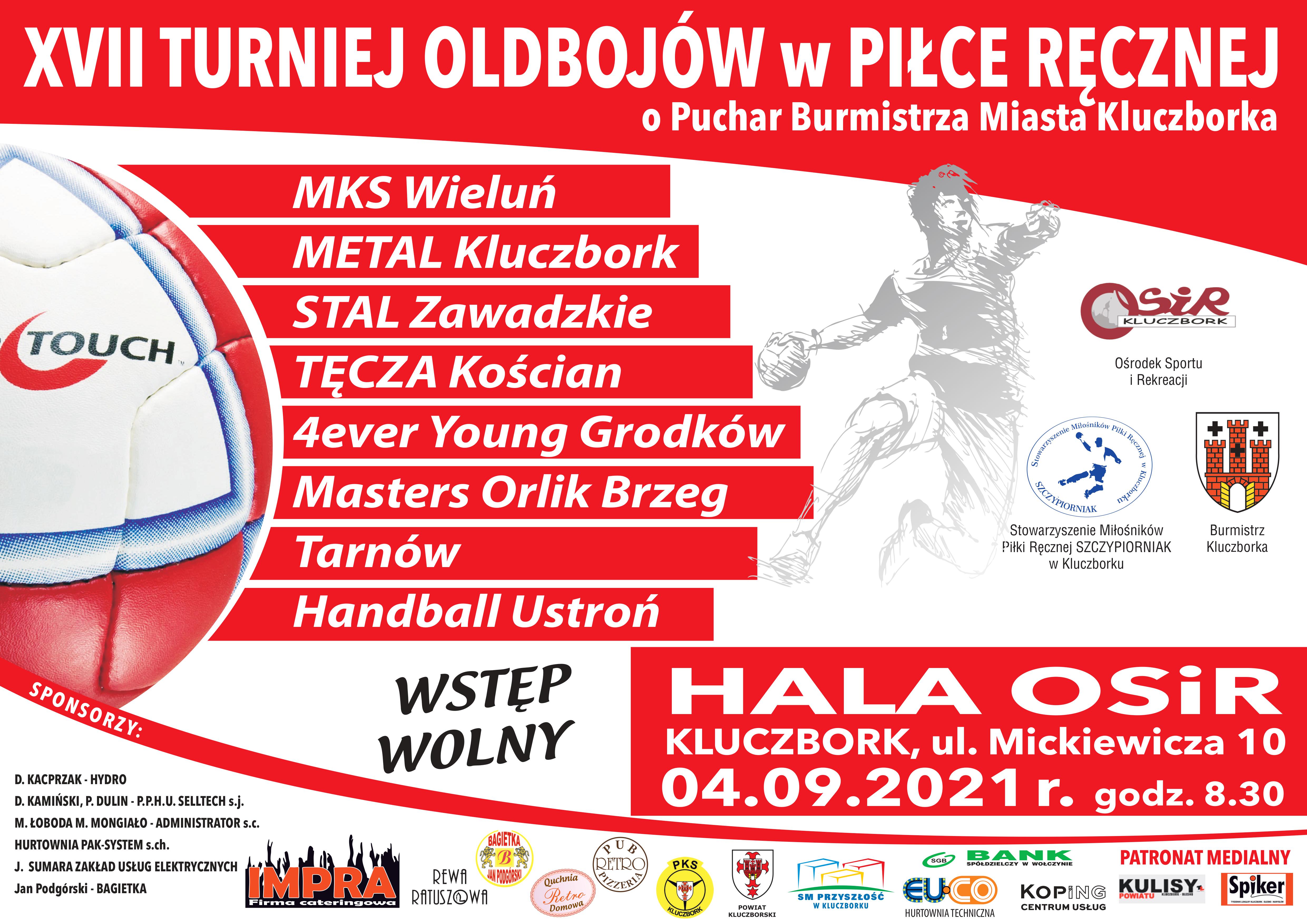 Zapraszamy 4.09 na  XVII Turniej Oldbojów w Piłce Ręcznej w hali OSiR