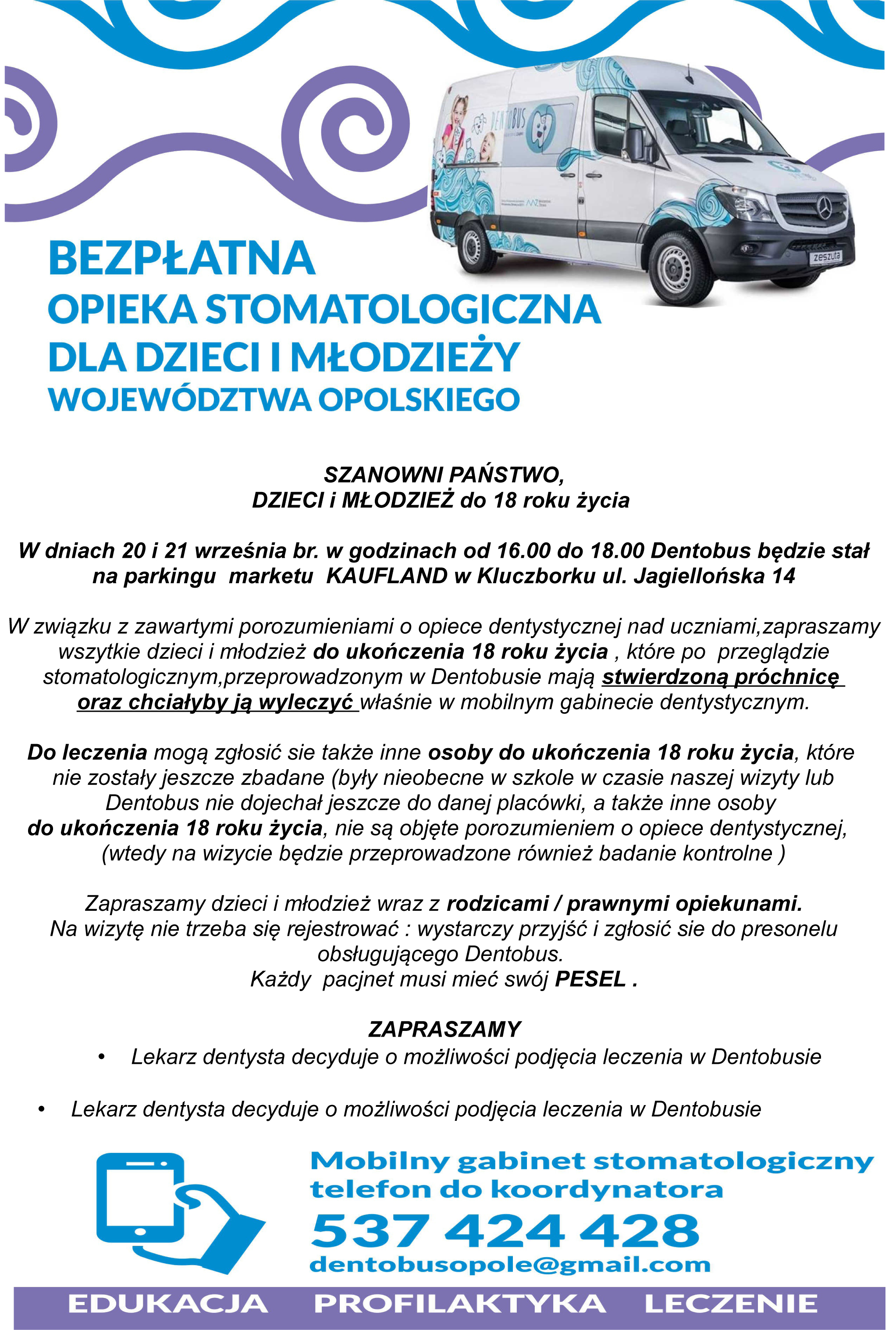 Bezpłatna opieka stomatologiczna dla dzieci i młodzieży
