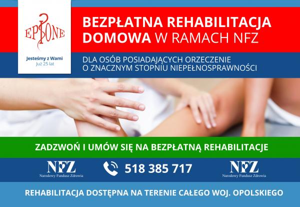 BEZPŁATNA REHABILITACJA DOMOWA dla osób posiadających orzeczenie o znacznym stopniu niepełnosprawności.