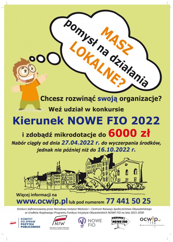 Opolskie Centrum Wspierania Inicjatyw Pozarządowych ogłasza nabór do projektu „Kierunek NOWE FIO 2022”