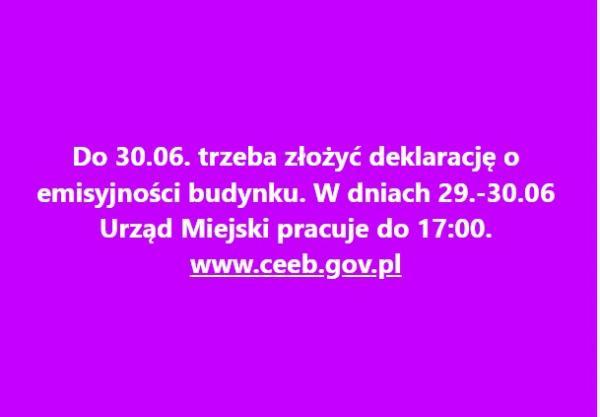 UWAGA! Do 30.06 trzeba złożyć deklarację o źródle ciepła
