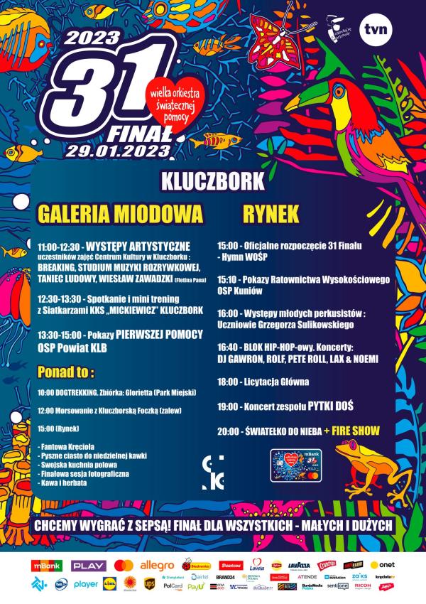 31 Finał WOŚP w Kluczborku - program