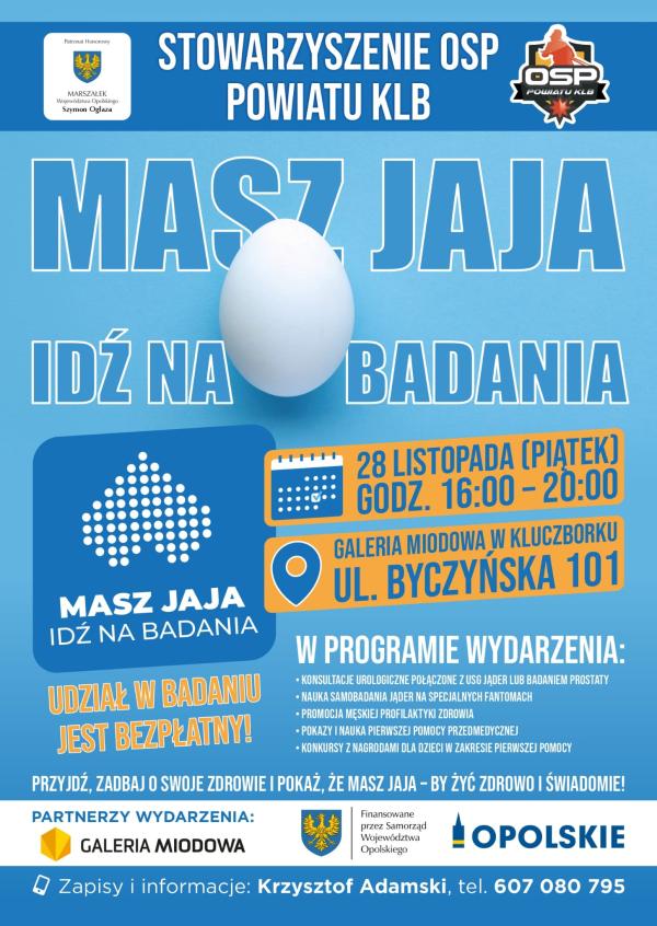 Zaproszenie na akcję profilaktyczną „MASZ JAJA, IDŹ NA BADANIA!!!” w Galerii Miodowej